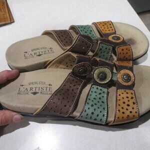 Spring Step L'Artiste glennie Slide On artsy  Leather Sandal 39